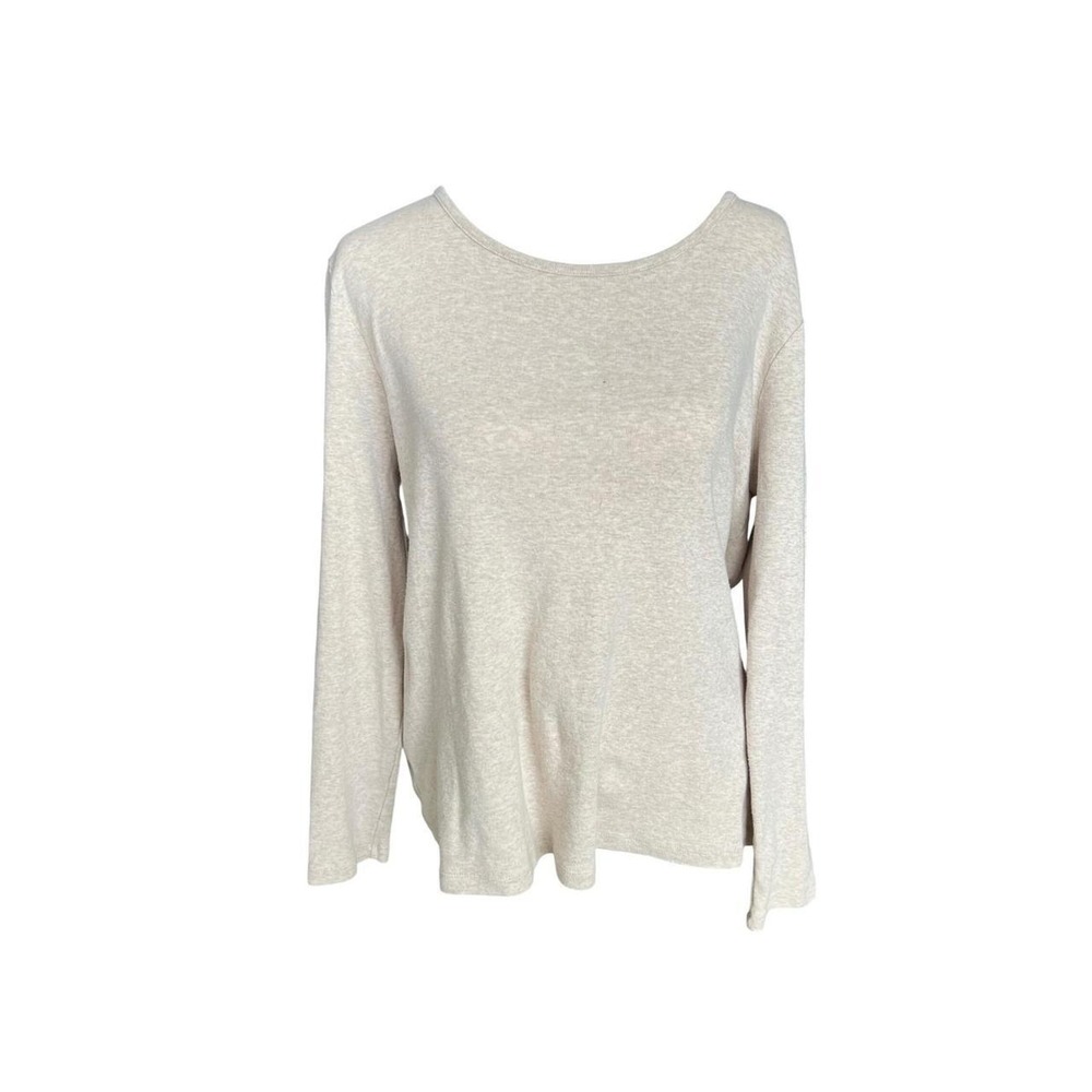 White Stag Womens Oatmeal Heather Beige Scoop Neck Knit Top Minimalist Casual